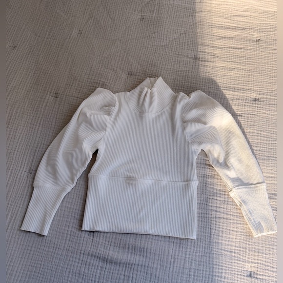 Free People Tops - Free People Bubble Sleeve Cropped Shirt with Mock Neck